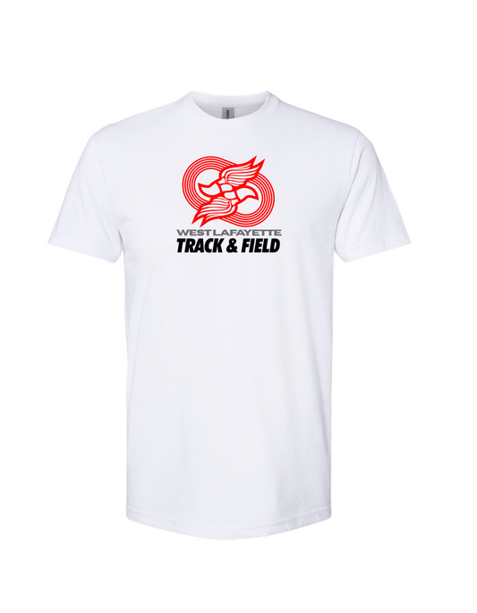 White West Lafayette Track Tee: Double Winged Shoe