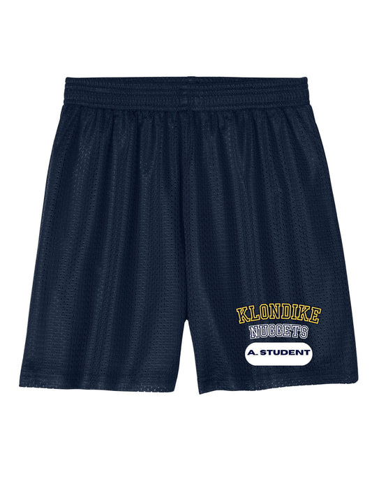 Klondike Middle School Gym Shorts personalized with student name